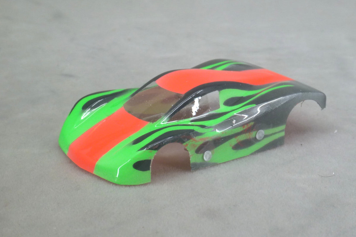 Shadow Flame (Orange/Green) - Professionally Painted Lexan HO Slot Car Body
