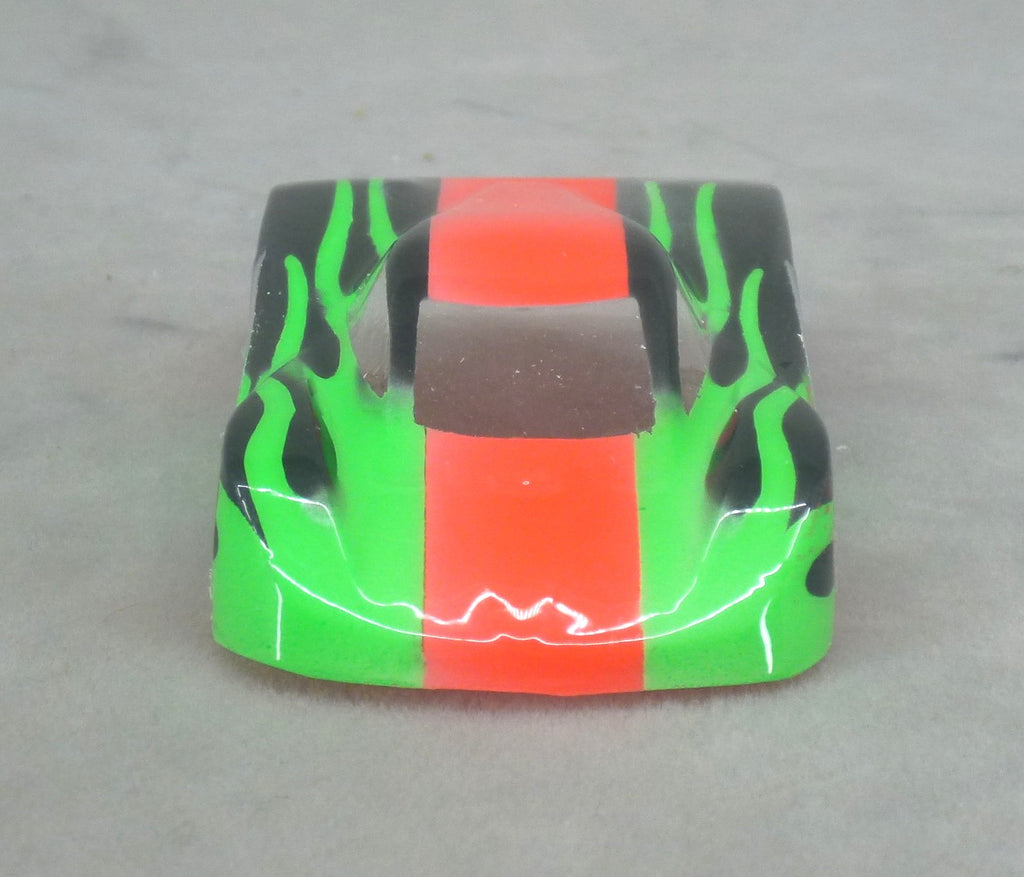 Shadow Flame (Orange/Green) - Professionally Painted Lexan HO Slot Car Body