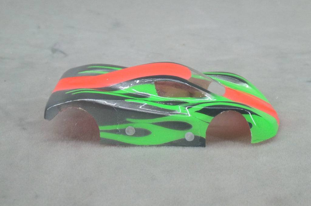 Shadow Flame (Orange/Green) - Professionally Painted Lexan HO Slot Car Body