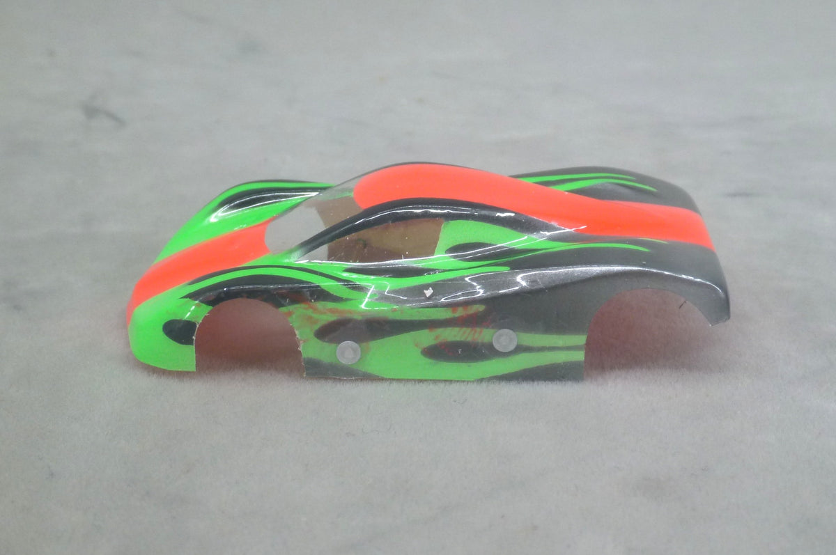 Shadow Flame (Orange/Green) - Professionally Painted Lexan HO Slot Car Body
