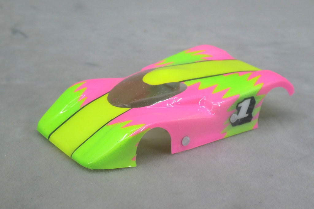 Neon Sawtooth (Yellow/Lime/Fushia) - Professionally Painted Lexan HO Slot Car Body