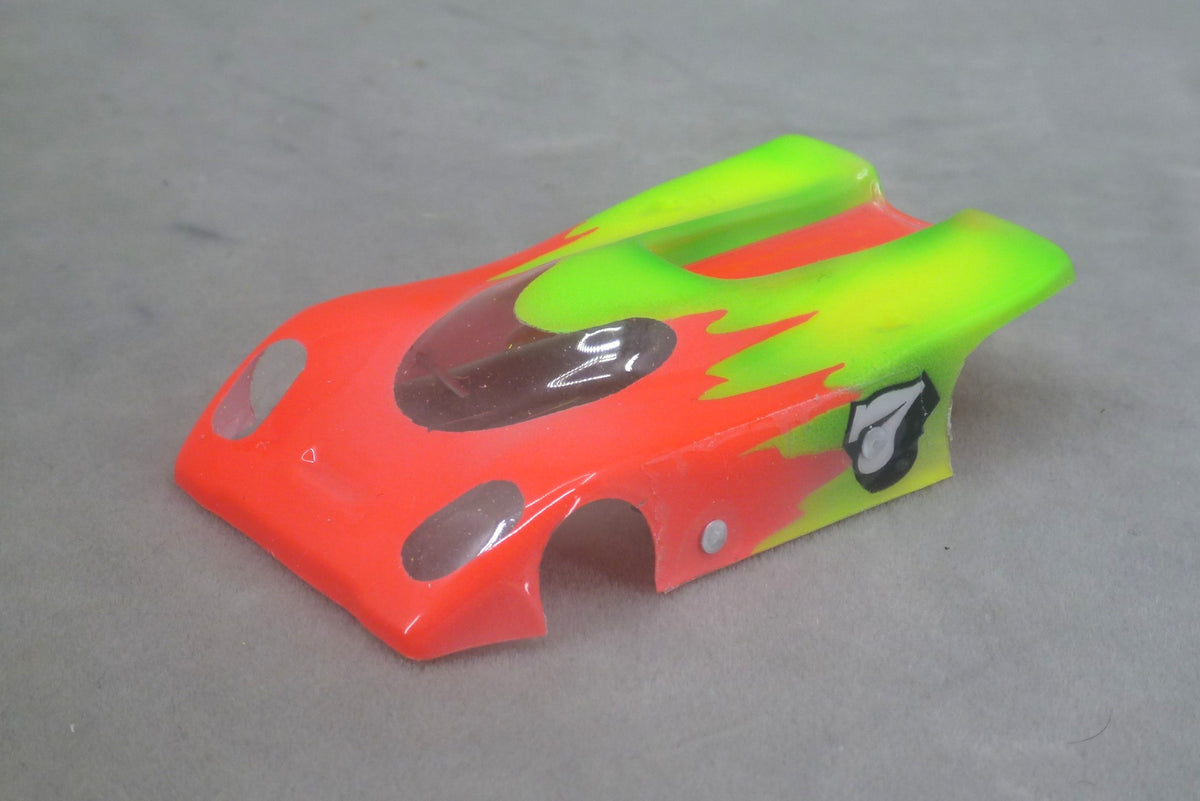 Neon Backdraft (Orange/Lime Green) - Professionally Painted Lexan HO Slot Car Body