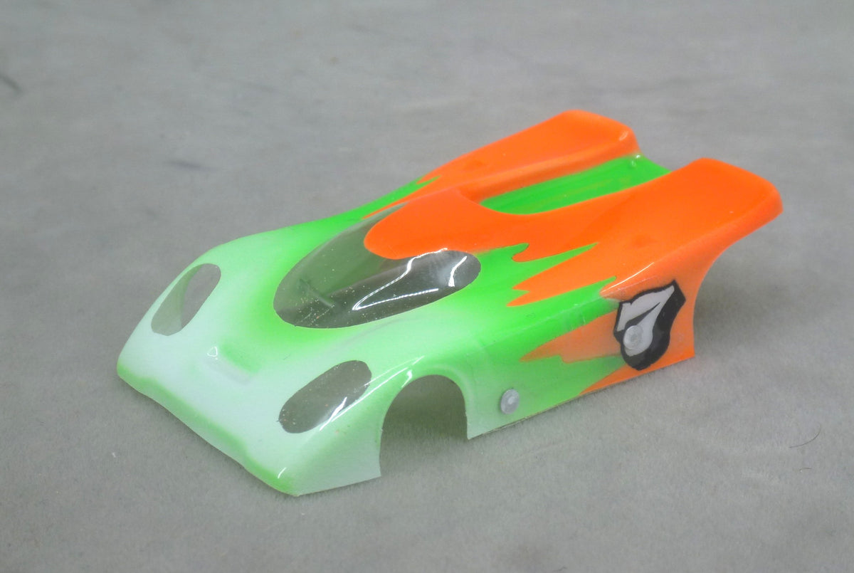 Neon Backdraft (Green/Orange) - Professionally Painted Lexan HO Slot Car Body