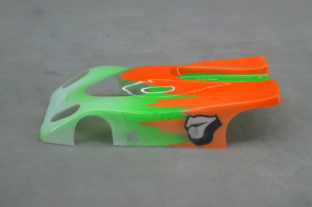 Neon Backdraft (Green/Orange) - Professionally Painted Lexan HO Slot Car Body