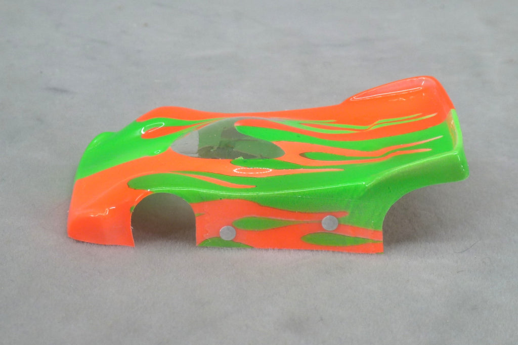 Spectrum Flame (Green/Orange) - Professionally Painted Lexan HO Slot Car Body