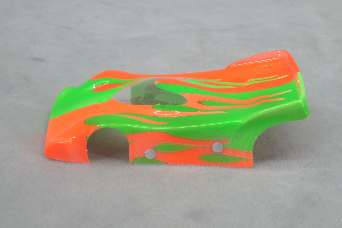Spectrum Flame (Green/Orange) - Professionally Painted Lexan HO Slot Car Body