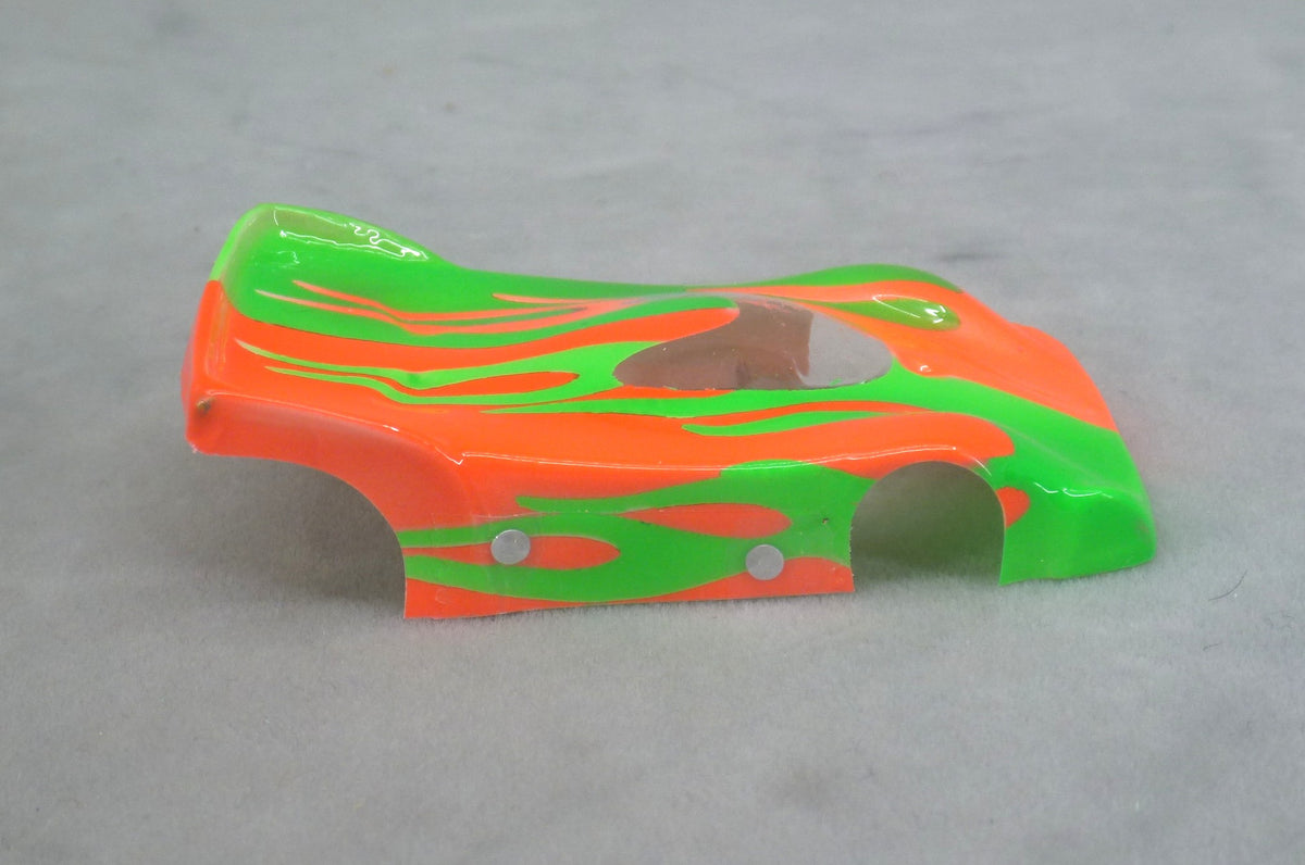 Spectrum Flame (Green/Orange) - Professionally Painted Lexan HO Slot Car Body