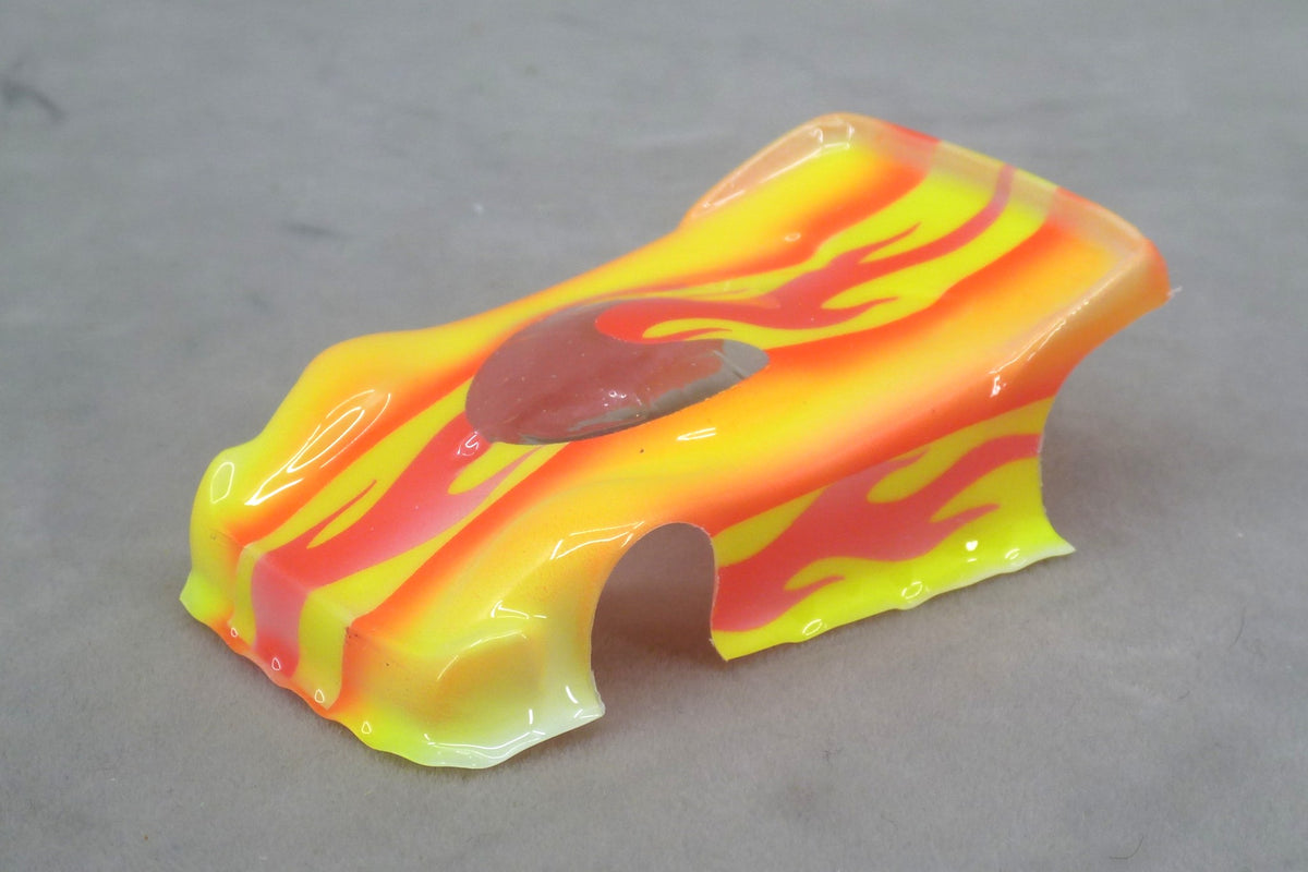 Spectrum Flame (Yellow/Orange) - Professionally Painted Lexan HO Slot Car Body