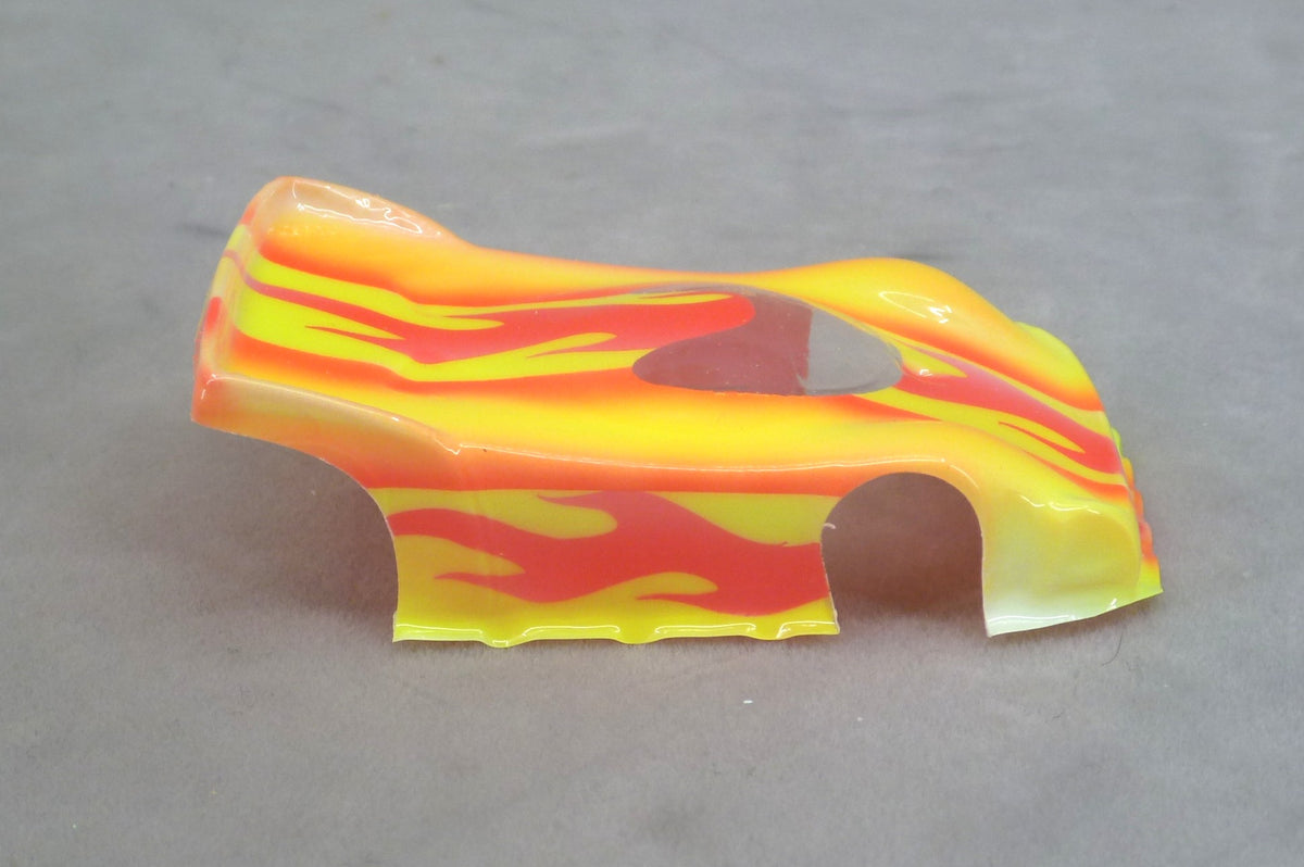 Spectrum Flame (Yellow/Orange) - Professionally Painted Lexan HO Slot Car Body
