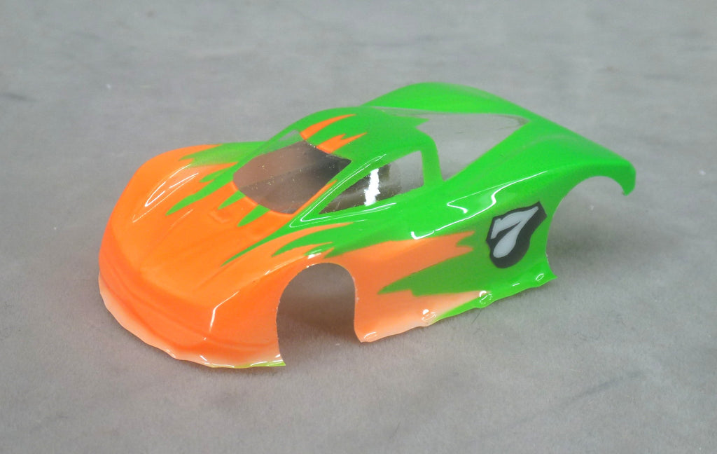 Spectrum Flame (Orange/Green) - Professionally Painted Lexan HO Slot Car Body