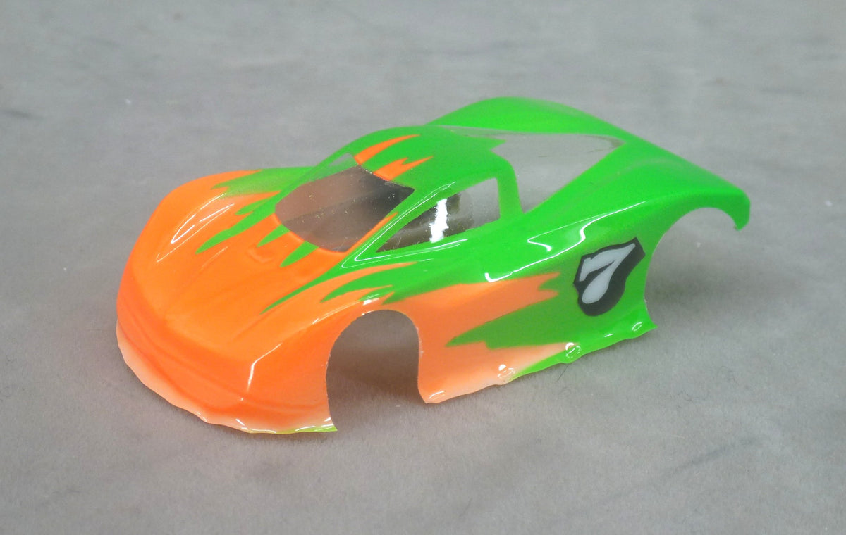 Spectrum Flame (Orange/Green) - Professionally Painted Lexan HO Slot Car Body