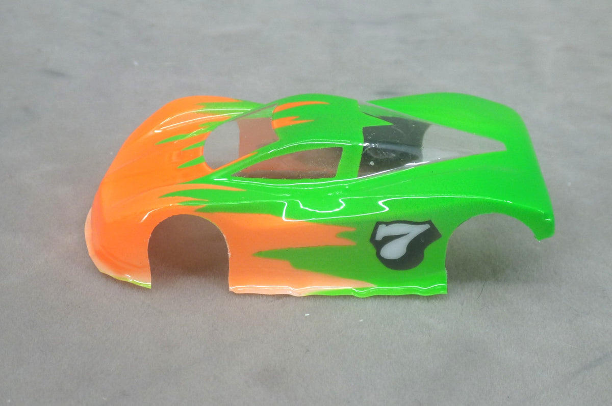 Spectrum Flame (Orange/Green) - Professionally Painted Lexan HO Slot Car Body
