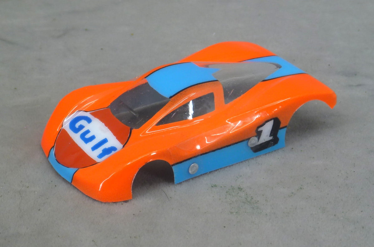Gulf Car (Orange) - Professionally Painted Lexan HO Slot Car Body