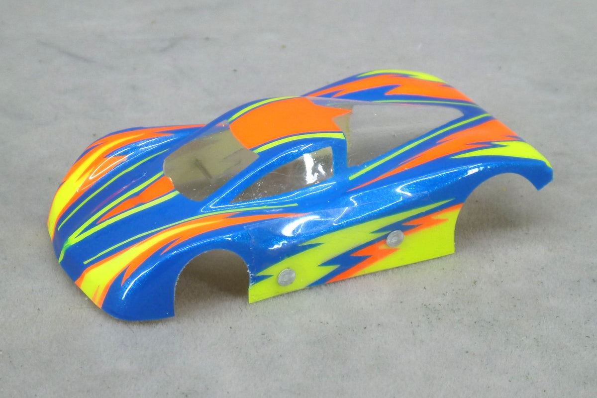 Dazzle (Yellow/Orange on Dark Blue Body) - Professionally Painted Lexan HO Slot Car Body