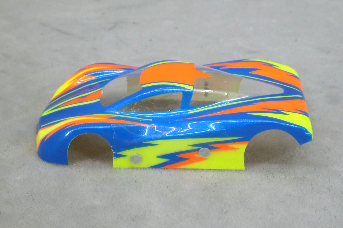 Dazzle (Yellow/Orange on Dark Blue Body) - Professionally Painted Lexan HO Slot Car Body