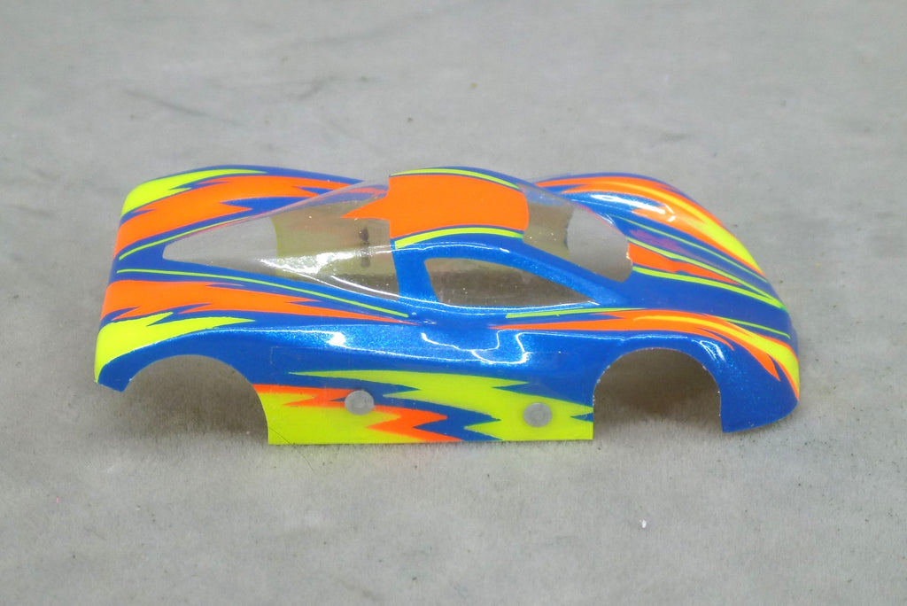 Dazzle (Yellow/Orange on Dark Blue Body) - Professionally Painted Lexan HO Slot Car Body