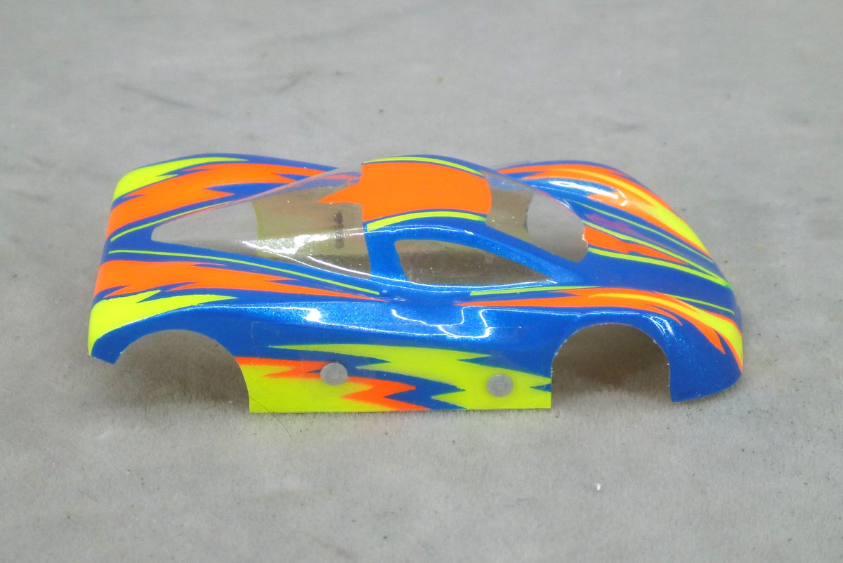 Dazzle (Yellow/Orange on Dark Blue Body) - Professionally Painted Lexan HO Slot Car Body