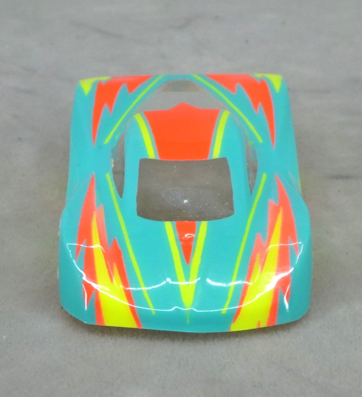 Dazzle (Yellow/Orange on Teal Body) - Professionally Painted Lexan HO Slot Car Body