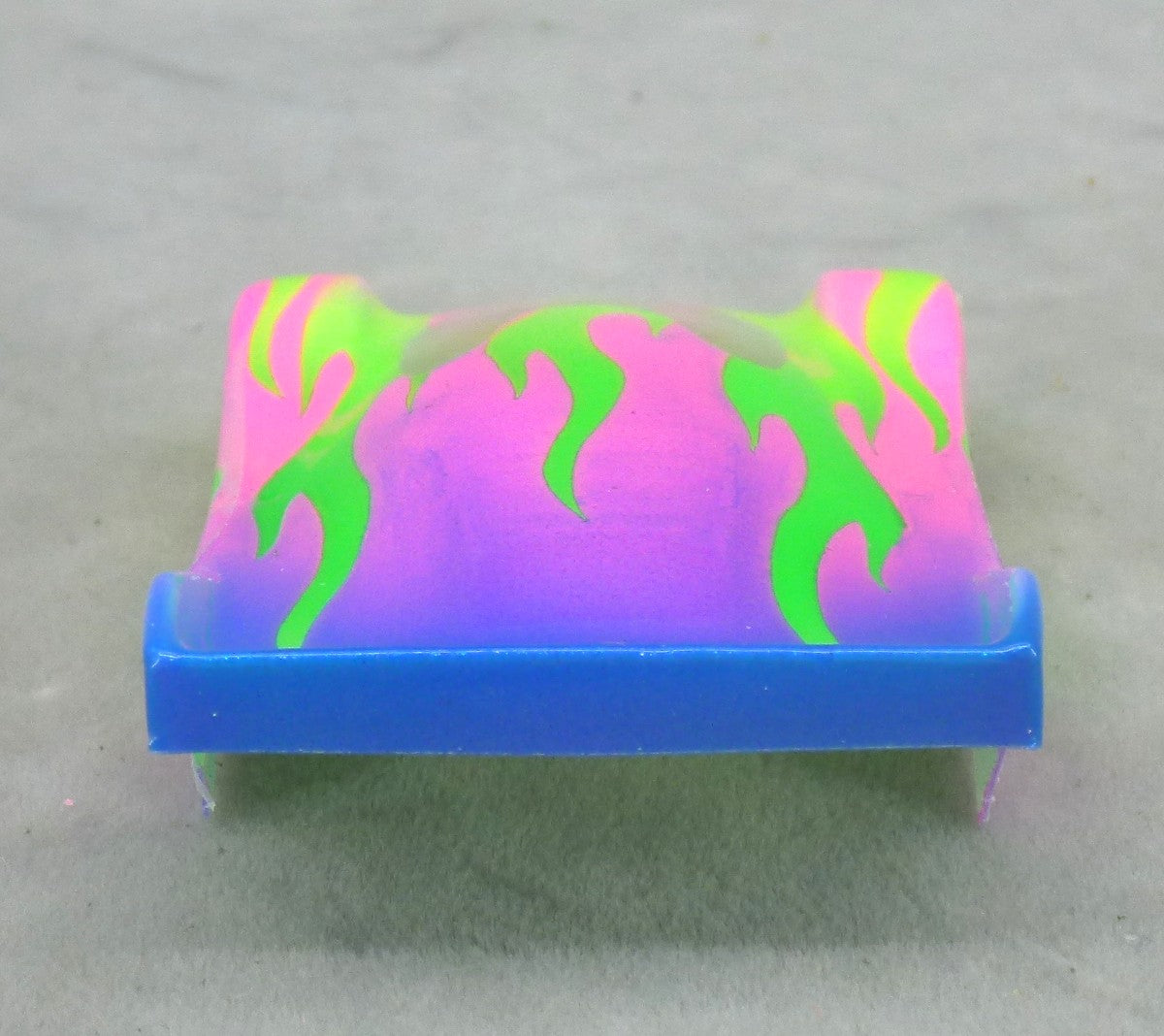 Flames (Green Flames / Purple & Blue Car) - Professionally Painted Lexan HO Slot Car Body