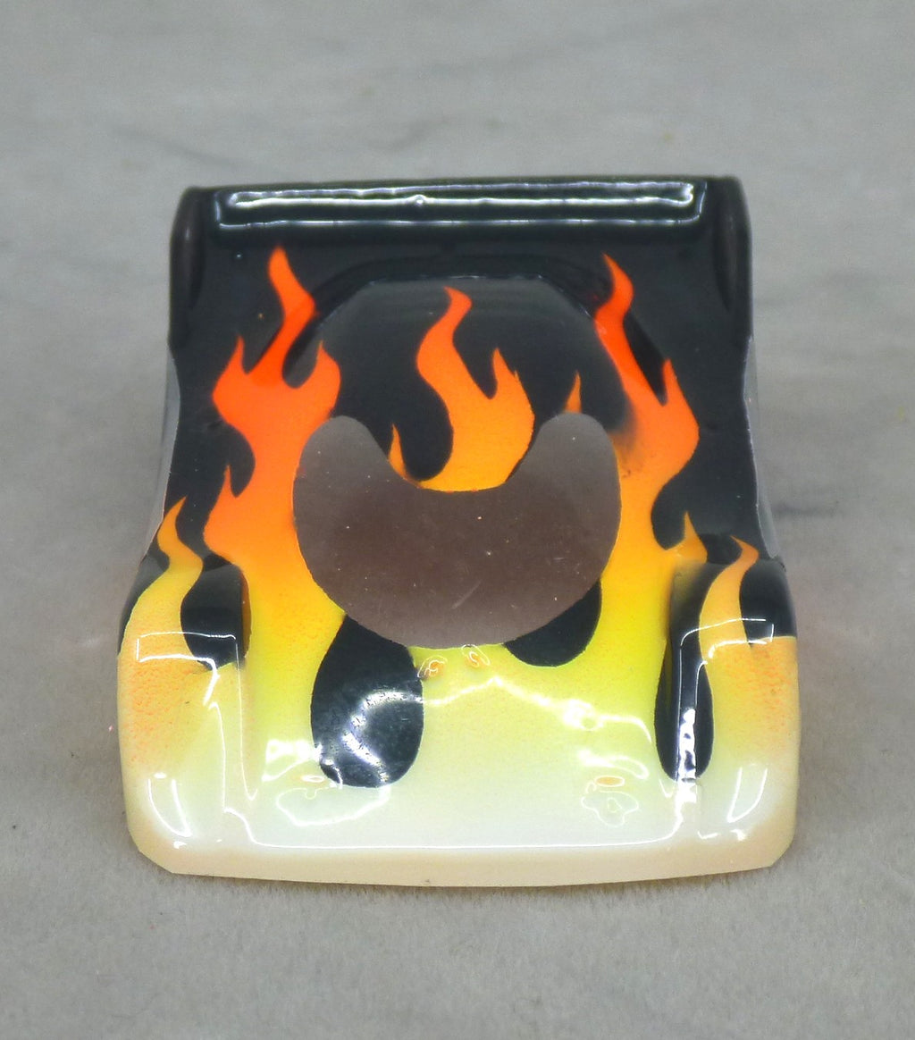Flames (Yellow & Orange Flames / Black Car) - Professionally Painted Lexan HO Slot Car Body