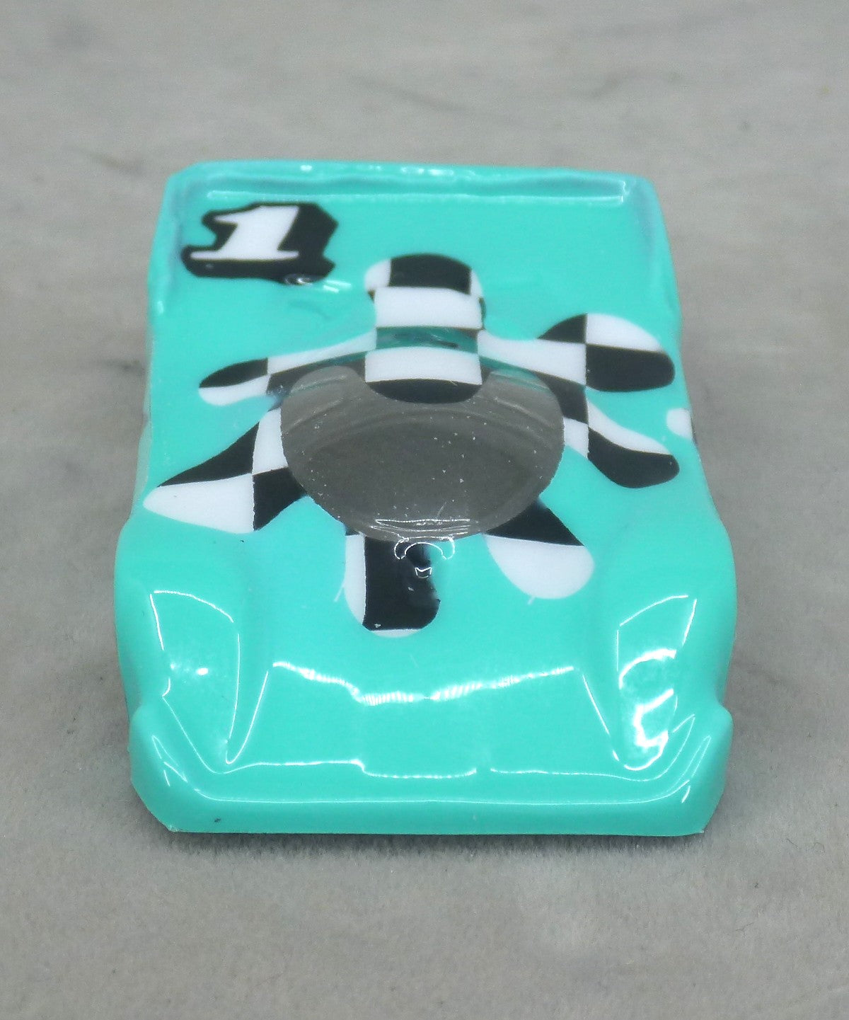 Checkerboard Blob (Teal) - Professionally Painted Lexan HO Slot Car Body