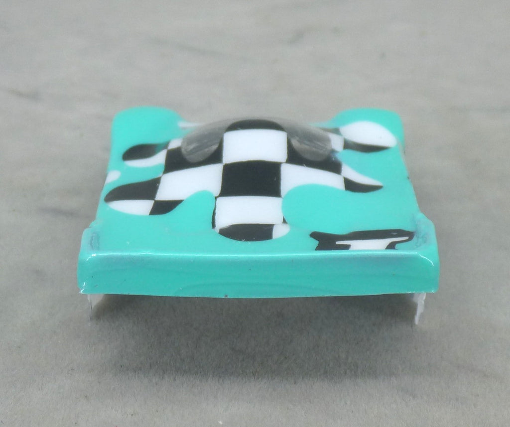 Checkerboard Blob (Teal) - Professionally Painted Lexan HO Slot Car Body