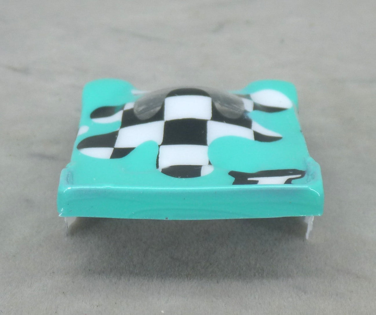 Checkerboard Blob (Teal) - Professionally Painted Lexan HO Slot Car Body