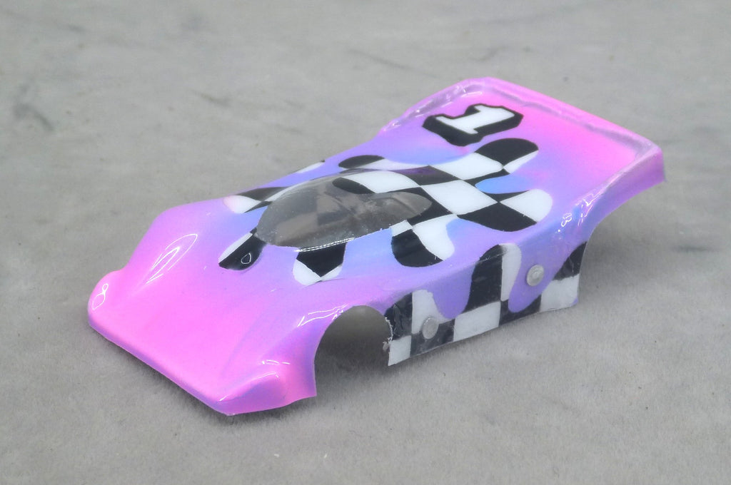 Checkerboard Blob (Purple) - Professionally Painted Lexan HO Slot Car Body