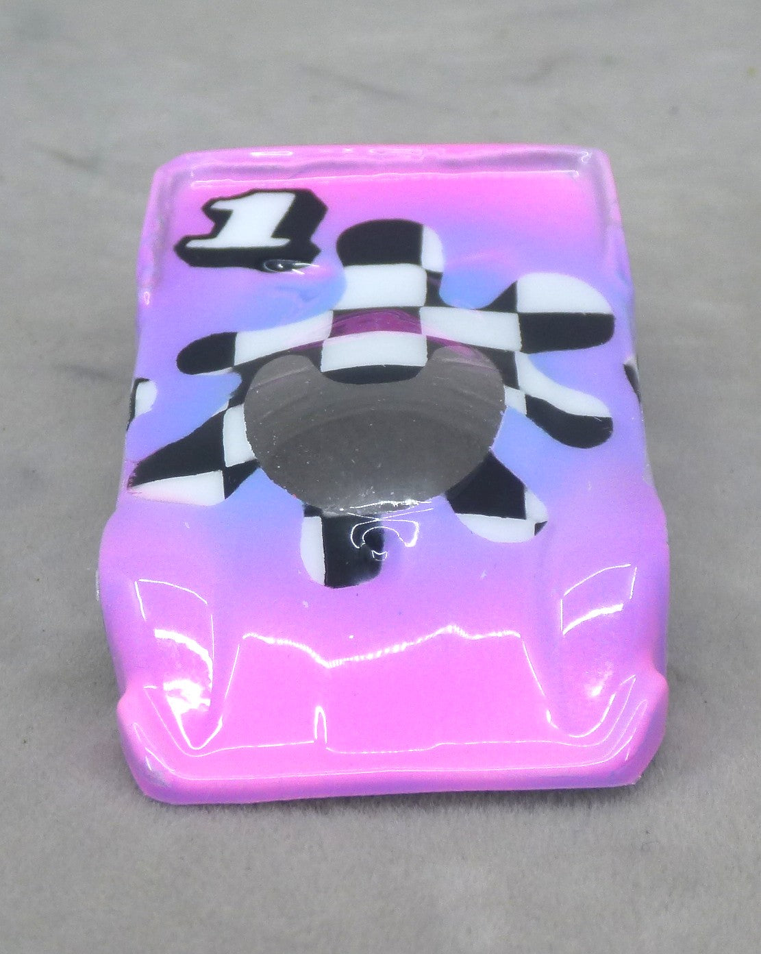 Checkerboard Blob (Purple) - Professionally Painted Lexan HO Slot Car Body