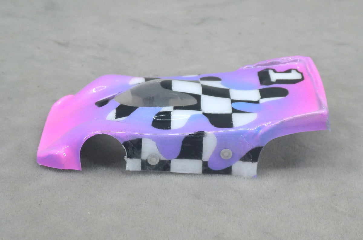 Checkerboard Blob (Purple) - Professionally Painted Lexan HO Slot Car Body