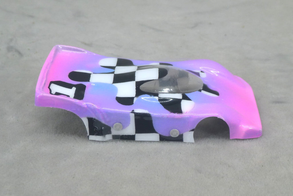 Checkerboard Blob (Purple) - Professionally Painted Lexan HO Slot Car Body