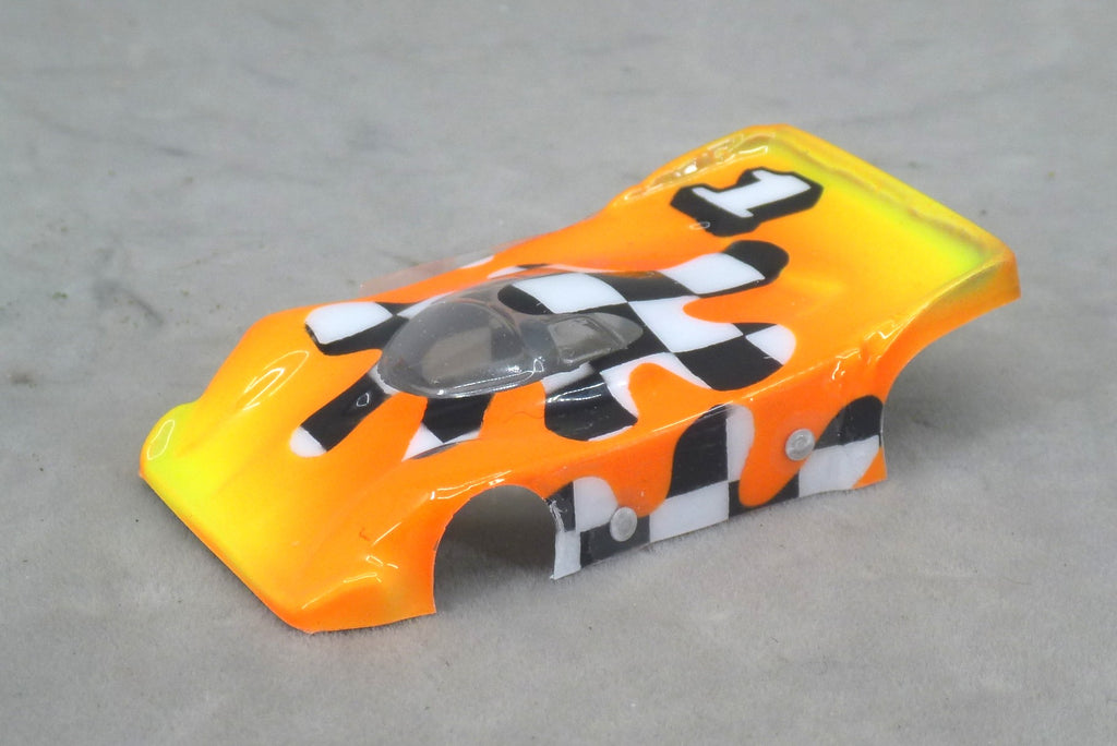 Checkerboard Blob (Yellow to Orange) - Professionally Painted Lexan HO Slot Car Body