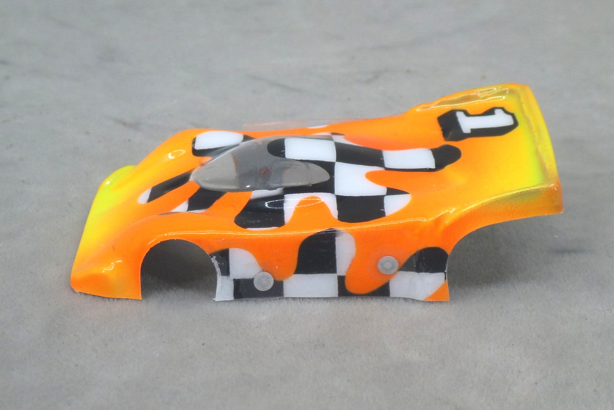 Checkerboard Blob (Yellow to Orange) - Professionally Painted Lexan HO Slot Car Body