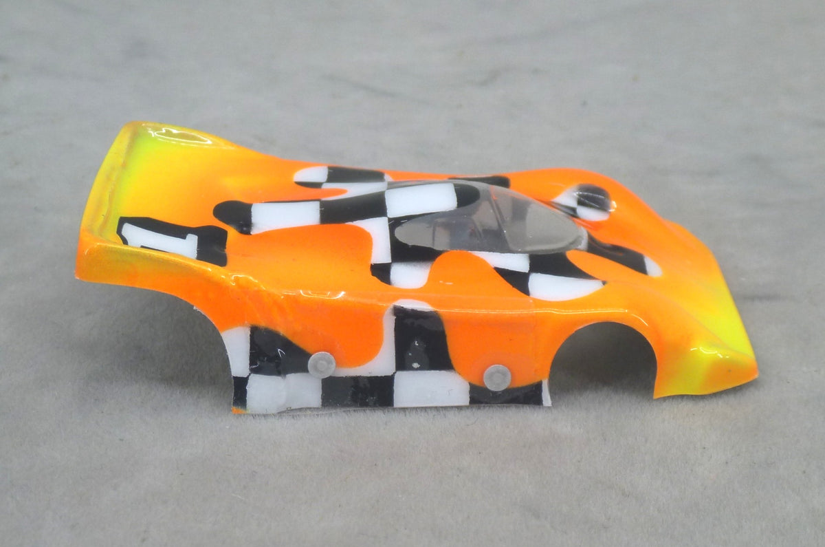 Checkerboard Blob (Yellow to Orange) - Professionally Painted Lexan HO Slot Car Body