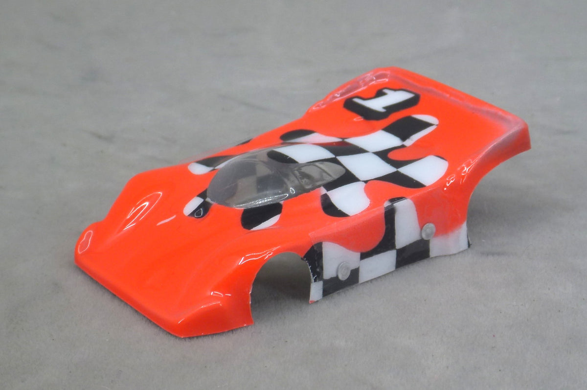 Checkerboard Blob (Hot Red) - Professionally Painted Lexan HO Slot Car Body