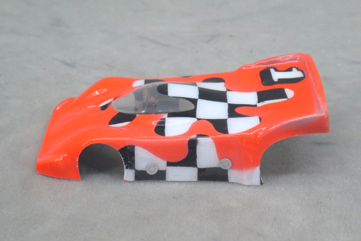Checkerboard Blob (Hot Red) - Professionally Painted Lexan HO Slot Car Body