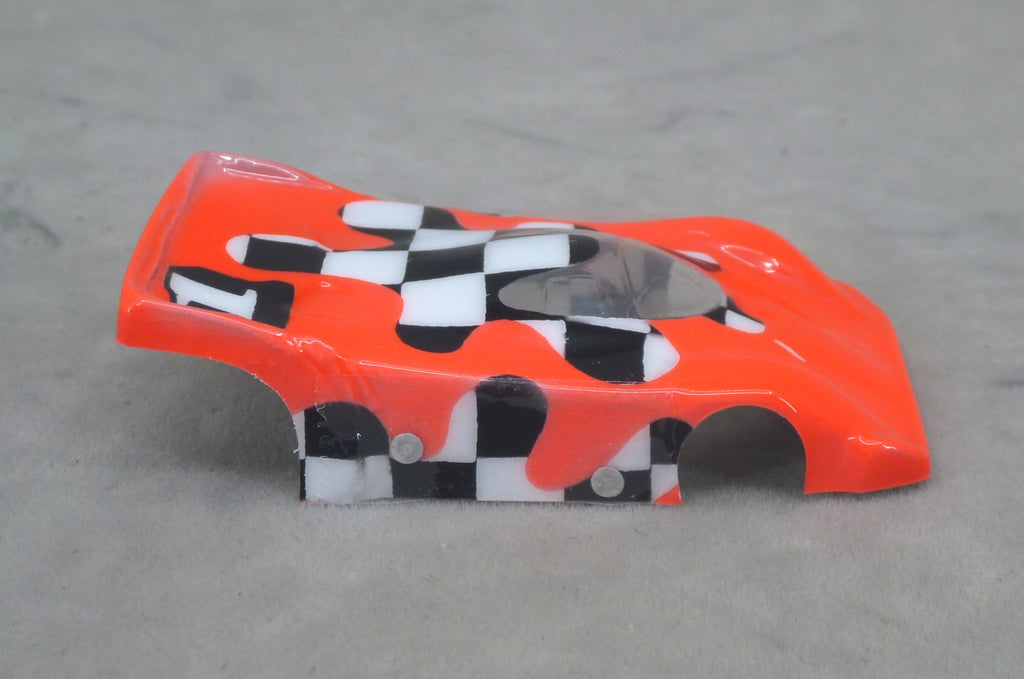 Checkerboard Blob (Hot Red) - Professionally Painted Lexan HO Slot Car Body