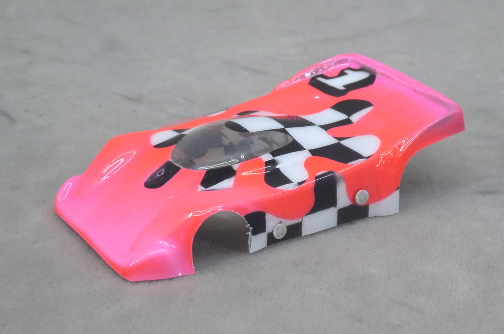 Checkerboard Blob (Hot Fushia) - Professionally Painted Lexan HO Slot Car Body