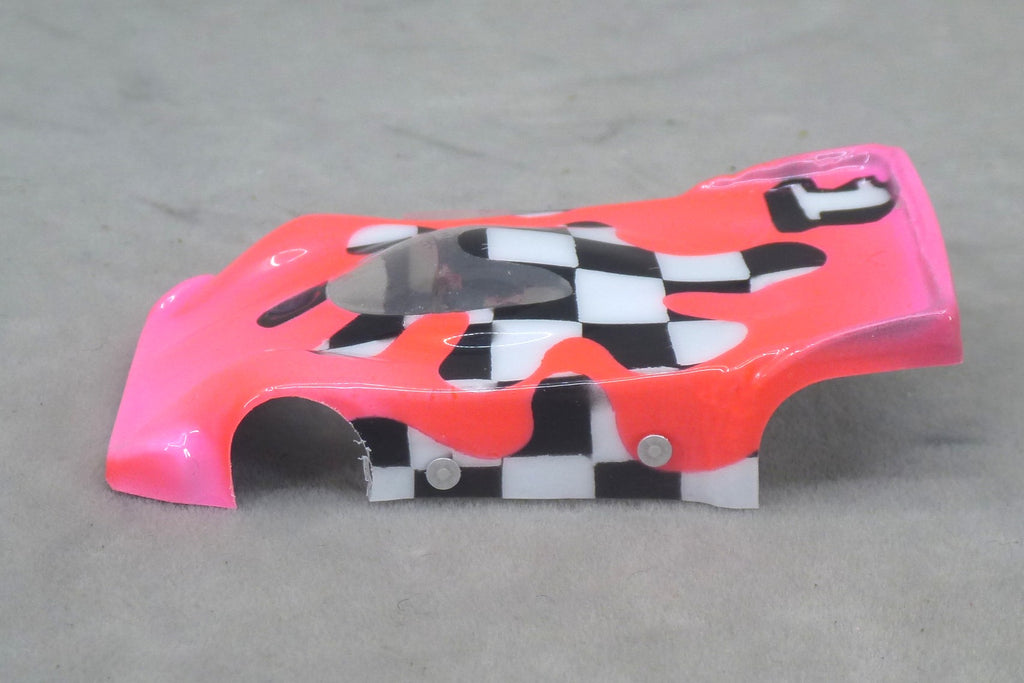 Checkerboard Blob (Hot Fushia) - Professionally Painted Lexan HO Slot Car Body