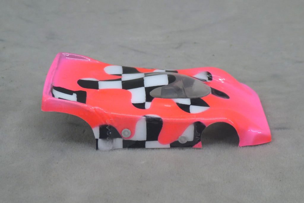 Checkerboard Blob (Hot Fushia) - Professionally Painted Lexan HO Slot Car Body