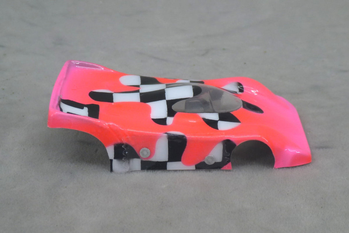 Checkerboard Blob (Hot Fushia) - Professionally Painted Lexan HO Slot Car Body