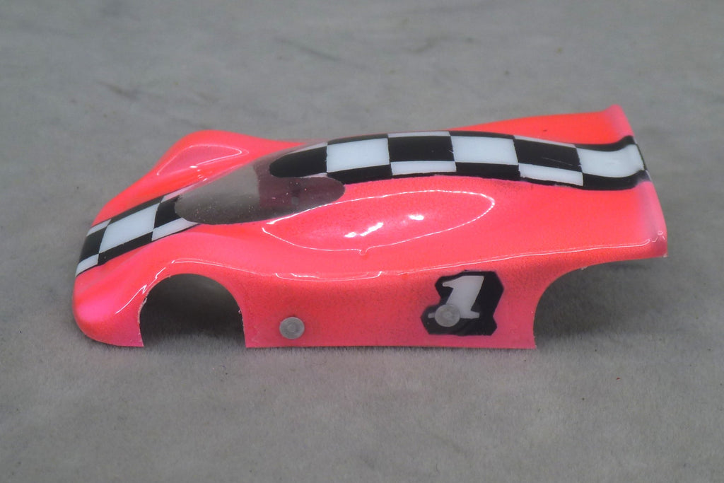 Checkerboard Stripe (Fushia) - Professionally Painted Lexan HO Slot Car Body
