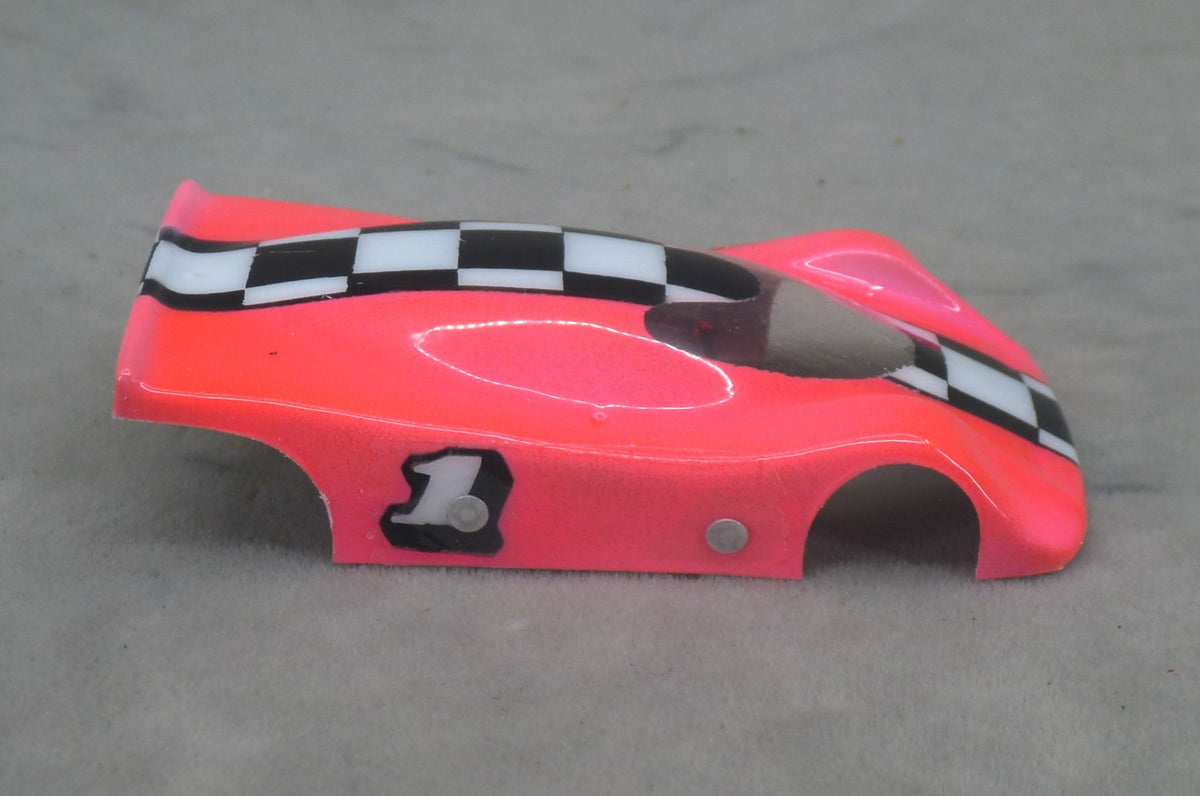 Checkerboard Stripe (Fushia) - Professionally Painted Lexan HO Slot Car Body