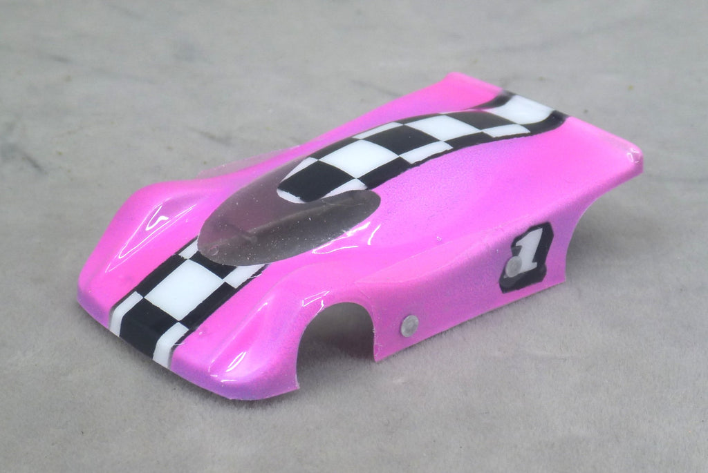 Checkerboard Stripe (Purple) - Professionally Painted Lexan HO Slot Car Body
