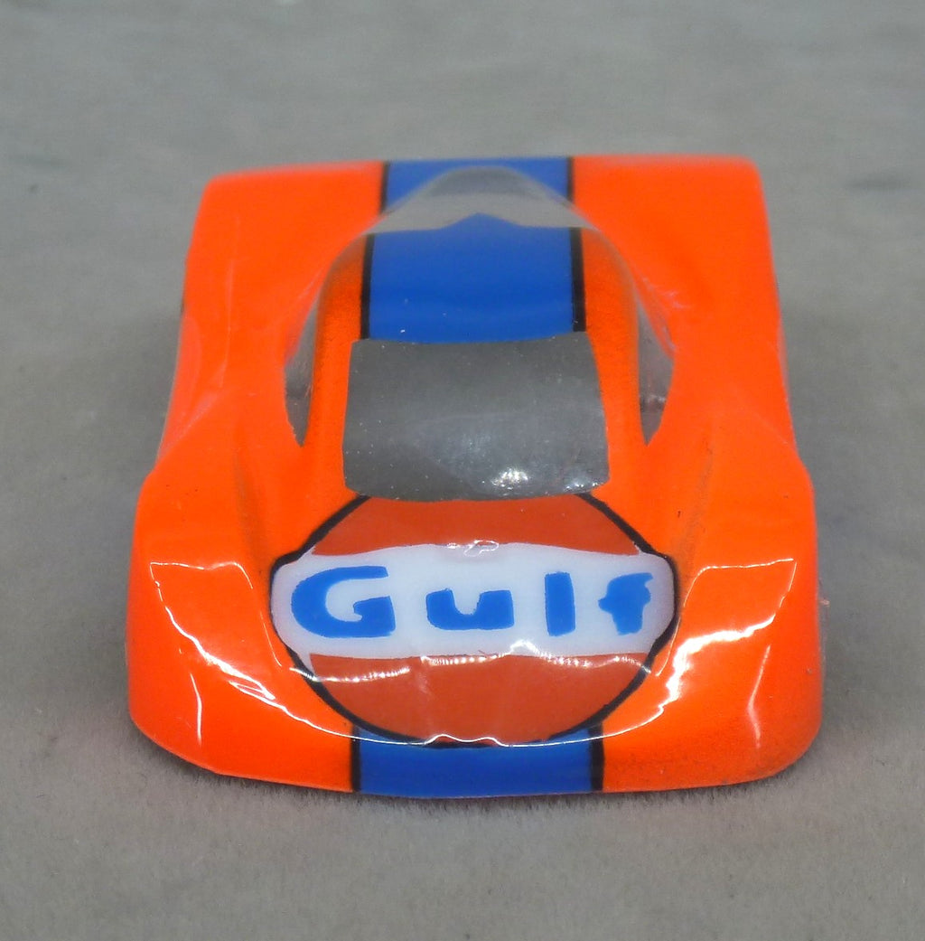 Gulf Car (Orange-Dark Blue Stripe) - Professionally Painted Lexan HO Slot Car Body