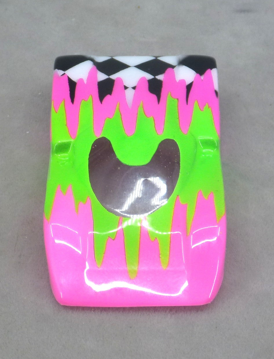 Checkered Surge (Fuchsia/Green) - Professionally Painted Lexan HO Slot Car Body