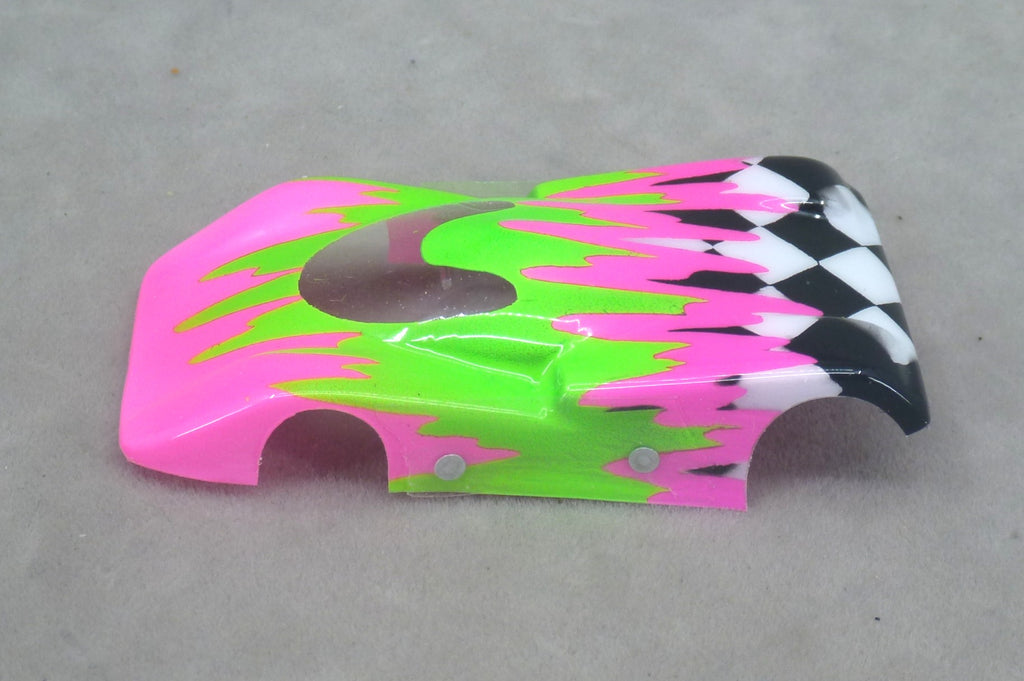Checkered Surge (Fuchsia/Green) - Professionally Painted Lexan HO Slot Car Body