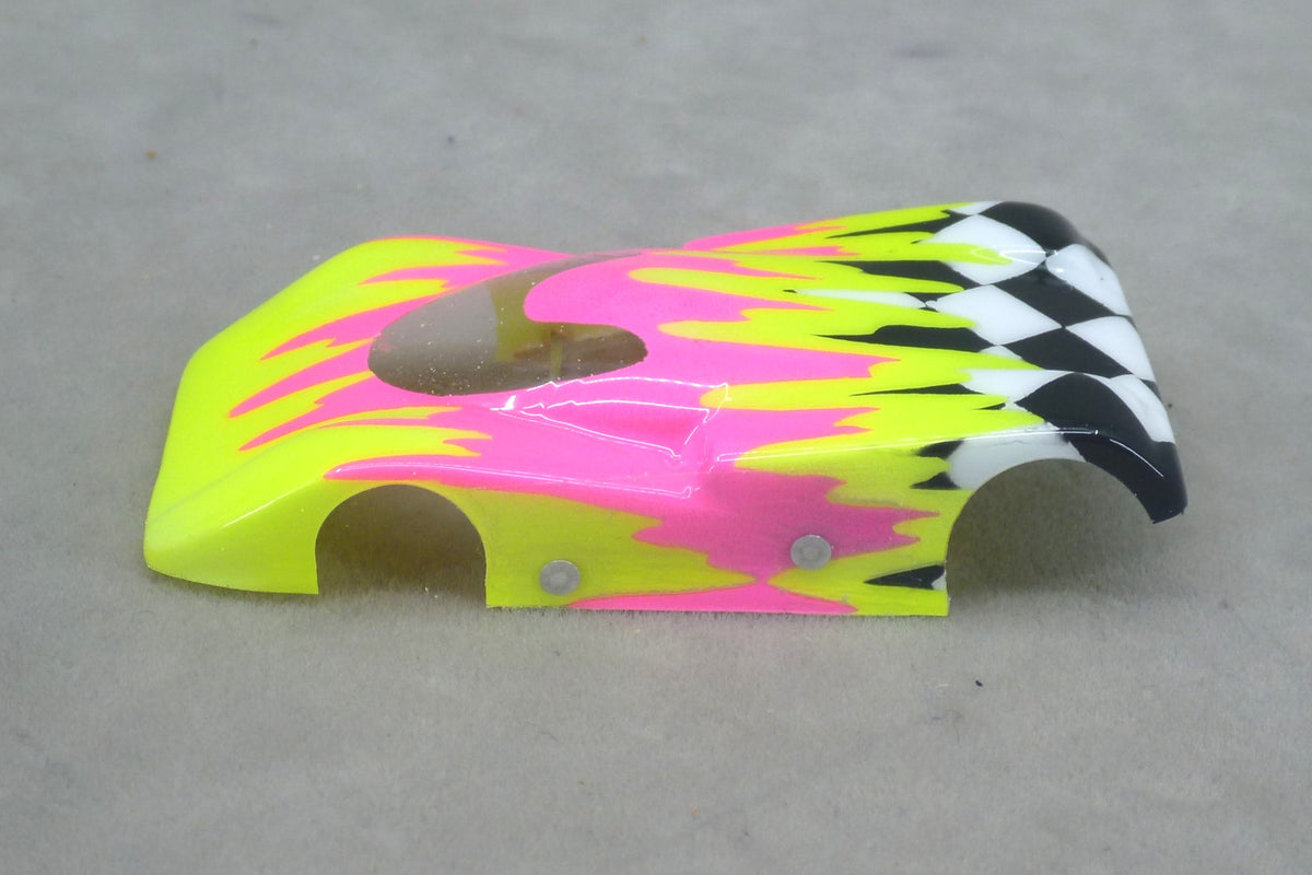Checkered Surge (Yellow/Fuchsia) - Professionally Painted Lexan HO Slot Car Body