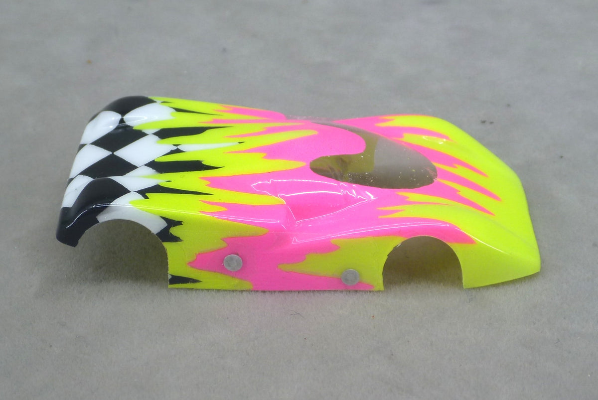 Checkered Surge (Yellow/Fuchsia) - Professionally Painted Lexan HO Slot Car Body