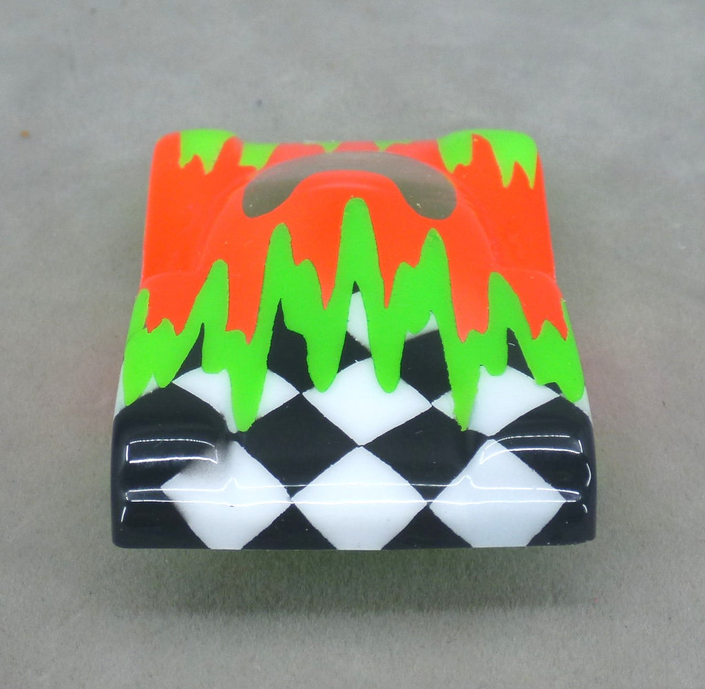 Checkered Surge (Green/Orange) - Professionally Painted Lexan HO Slot Car Body